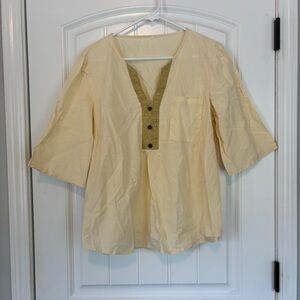 Women's Cream Button-Down Blouse Size XL